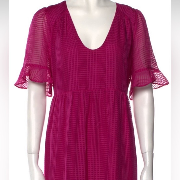 Marie Oliver Silk Knee Length Dress Sz:Xs in Orange - Picture 9 of 9